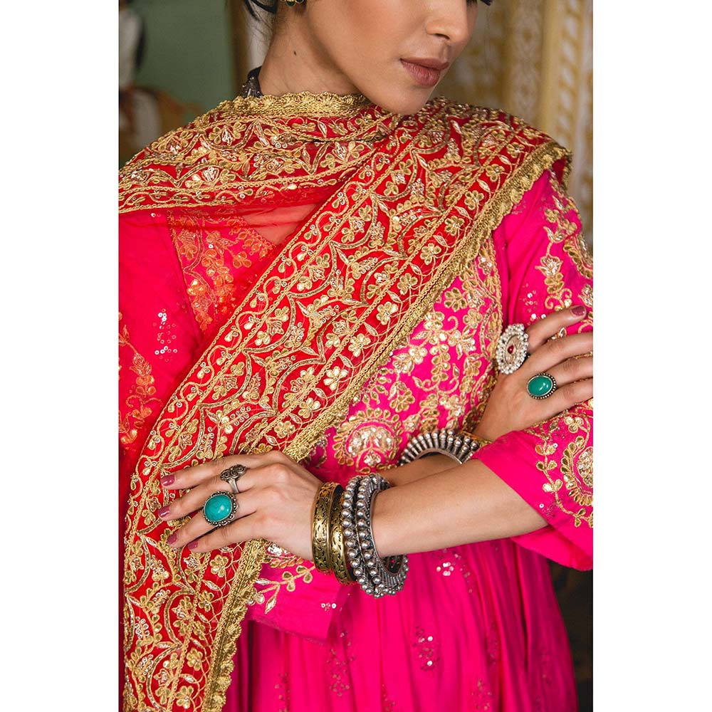 Gulabo Jaipur Nahal Pink Anarkali (Set of 3) - Image 6