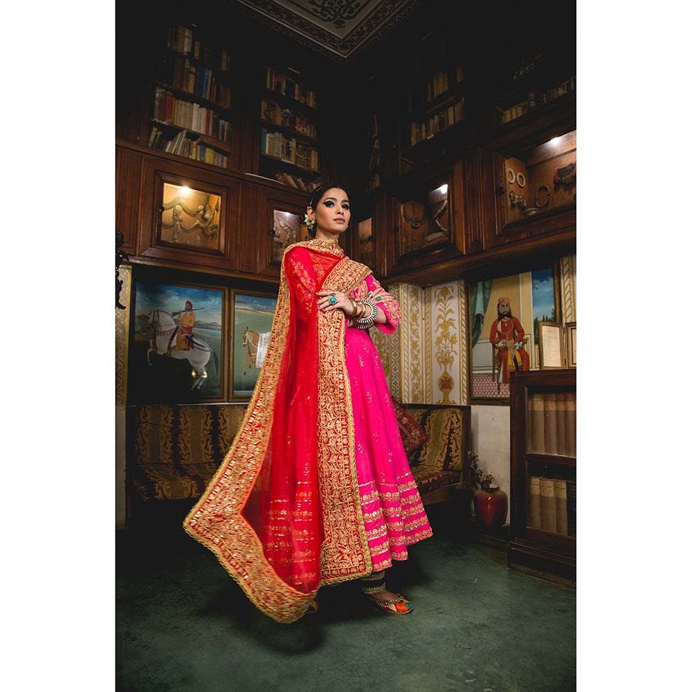 Gulabo Jaipur Nahal Pink Anarkali (Set of 3) - Image 8