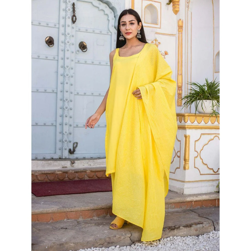 Gulabo Jaipur Noori Yellow Straight Set (Set of 3) - Image 2