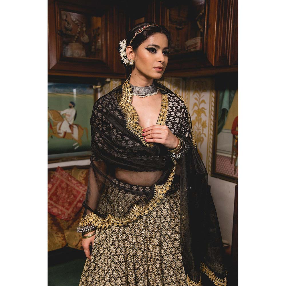 Gulabo Jaipur Parveen Black Lehenga (Set of 3) - Image 6