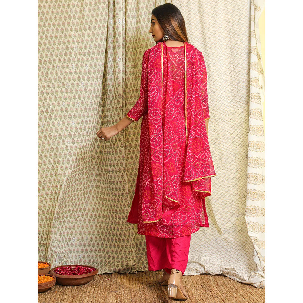 Gulabo Jaipur Pink Georgette Kurta With Cotton Pant & Dupatta (Set of 3) - Image 2