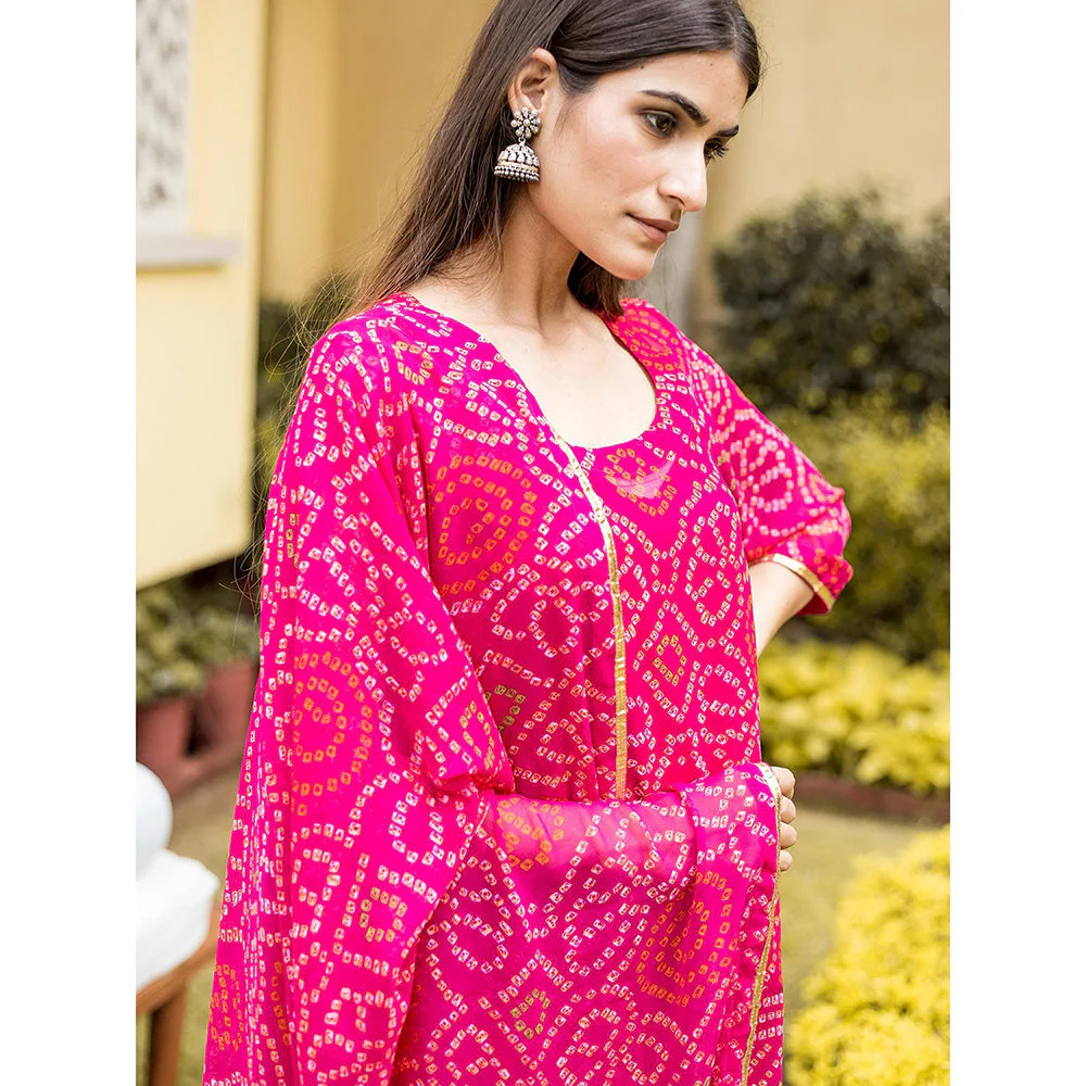 Gulabo Jaipur Pink Naaz Straight Kurta With Inner, Pant And Dupatta (Set Of 4) - Image 3