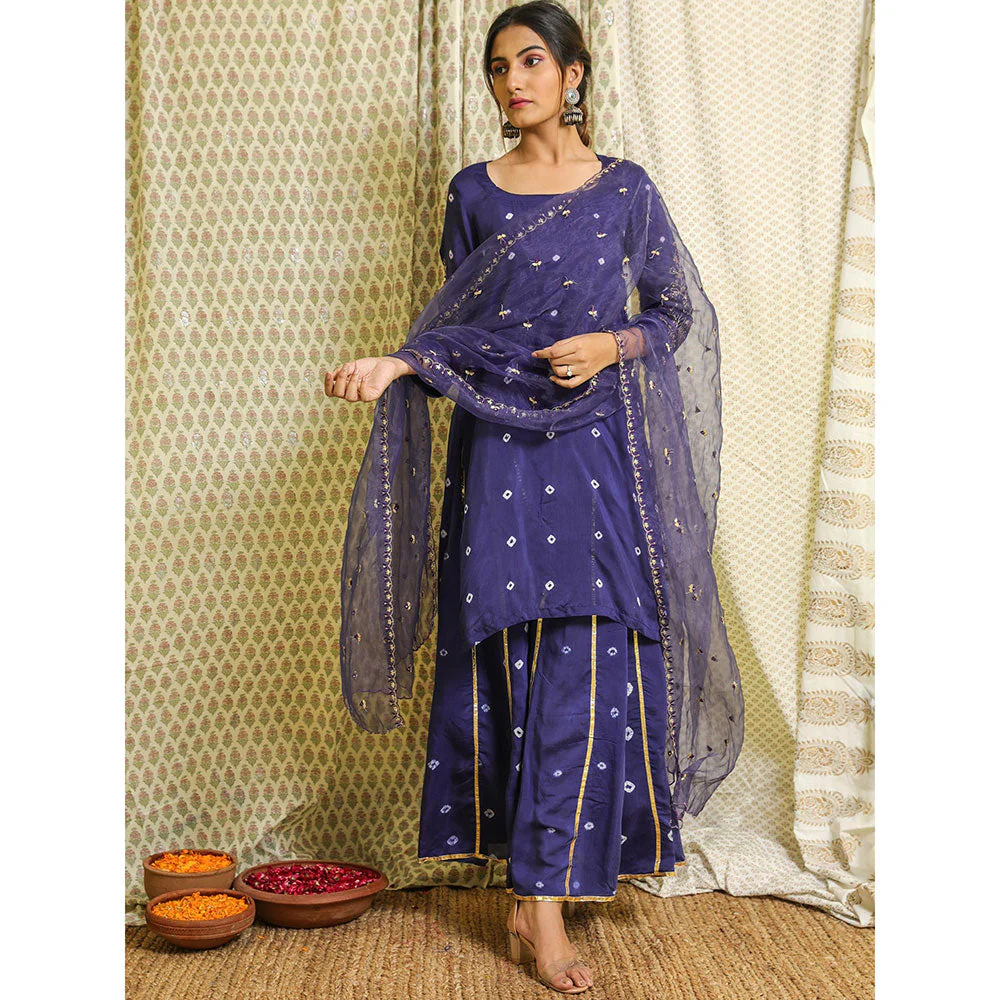 Gulabo Jaipur Purple Embroidered Kurta And Pant With Dupatta (Set of 3) - Image 5
