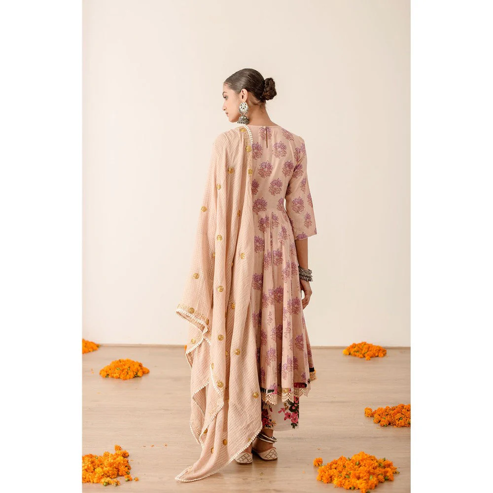 Gulabo Jaipur Roshan Peach Anarkali (Set of 3) - Image 3