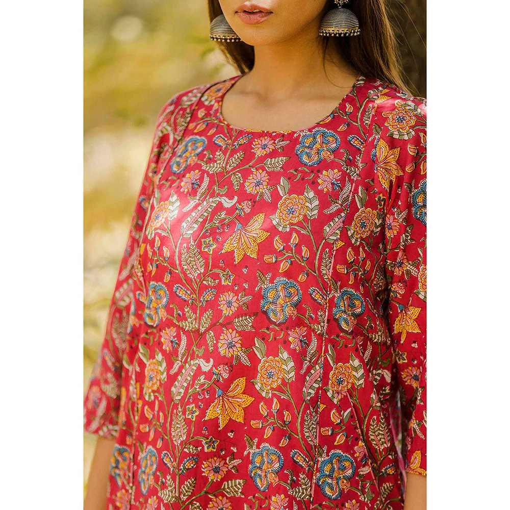 Gulabo Jaipur Roza Red Kurta And Pant (Set Of 2) - Image 4