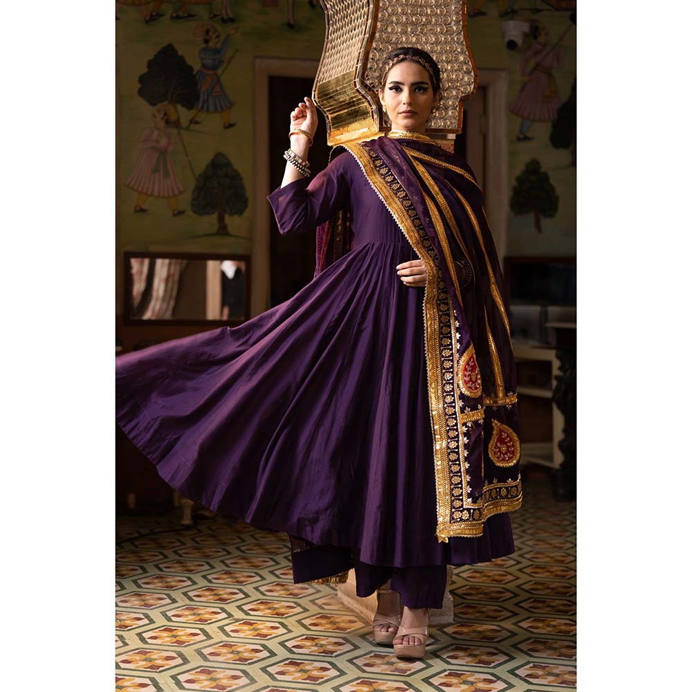 Gulabo Jaipur Shri Purple Anarkali (Set of 3) - Image 5