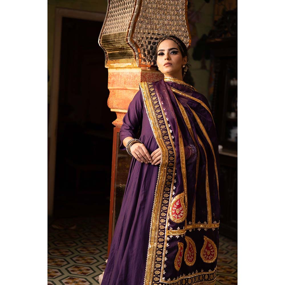 Gulabo Jaipur Shri Purple Anarkali (Set of 3) - Image 6
