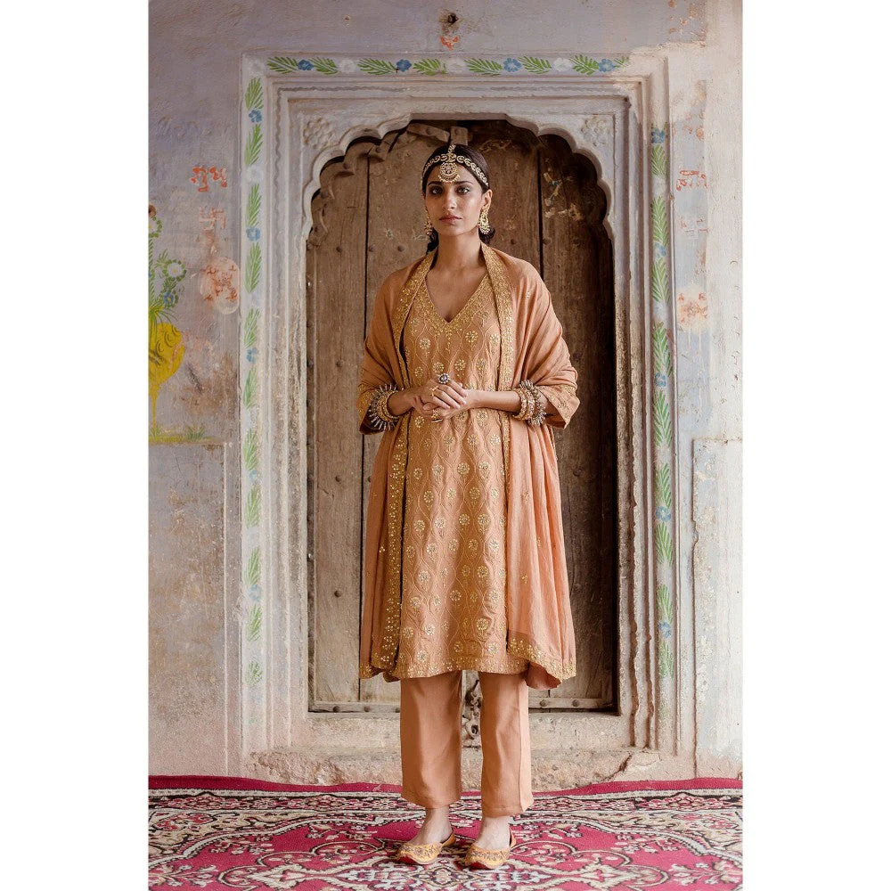 Gulabo Jaipur Sweta Brown Kurta (Set of 3)