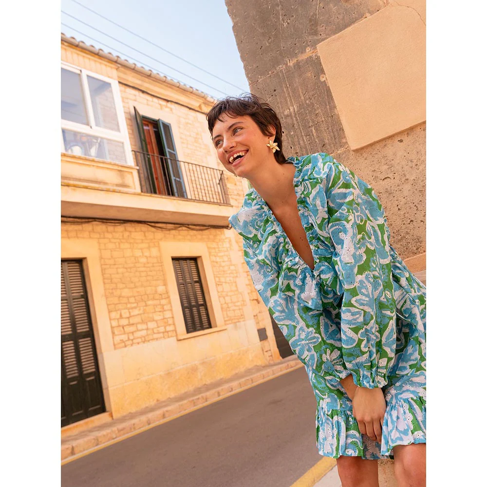 Happi Space Margarita Dress In Azure Print (Set of 2) - Image 3