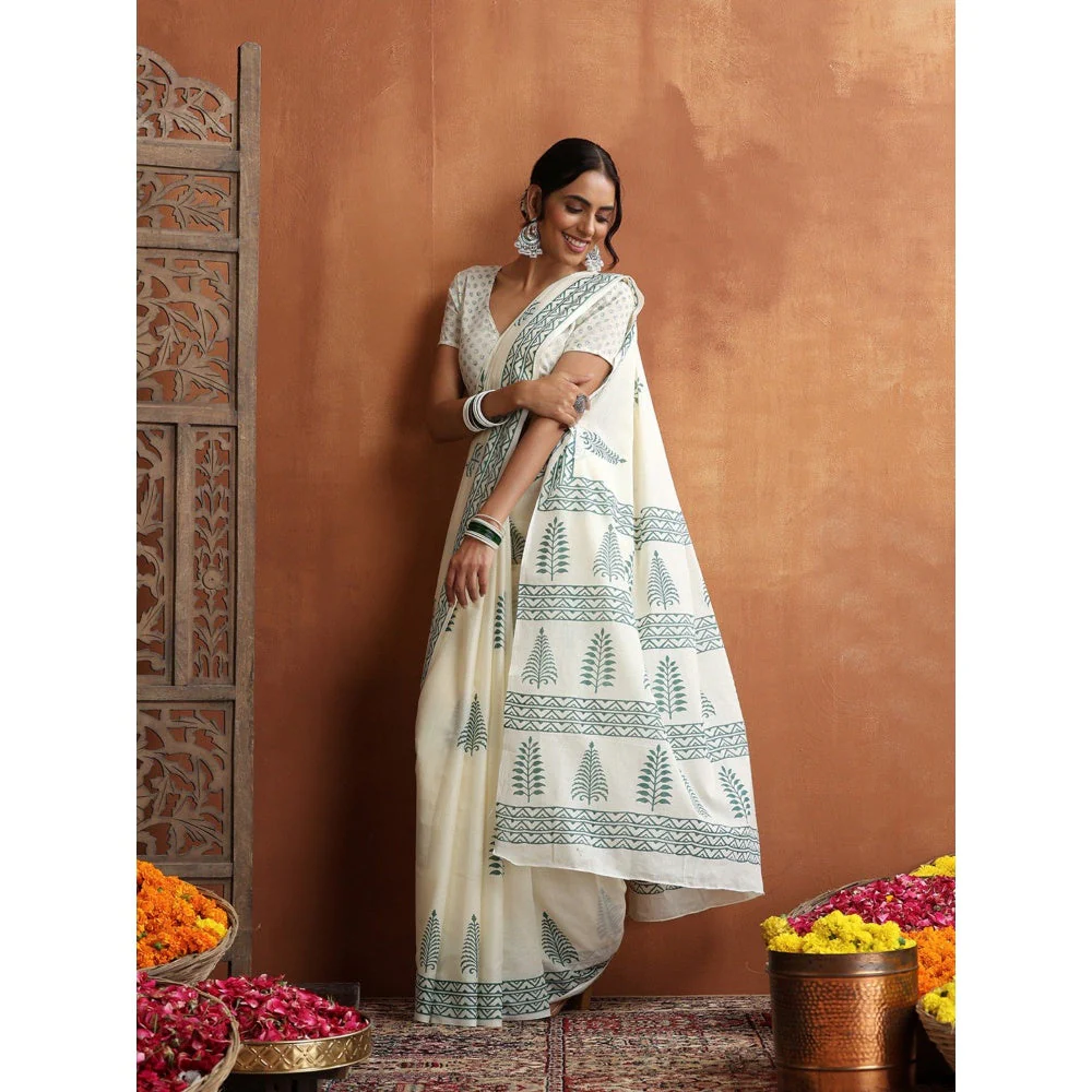 HOC Crafts Hand Block Printed Saree - Image 3