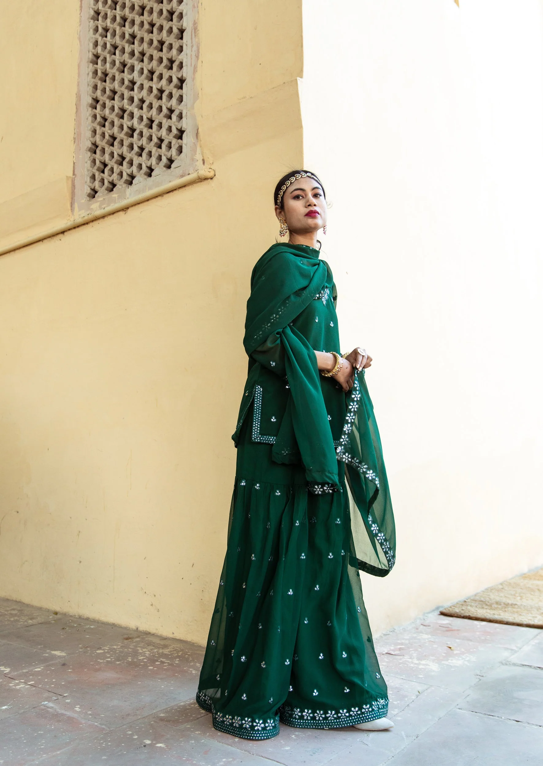 Hoor Green Sharara Set - Image 5