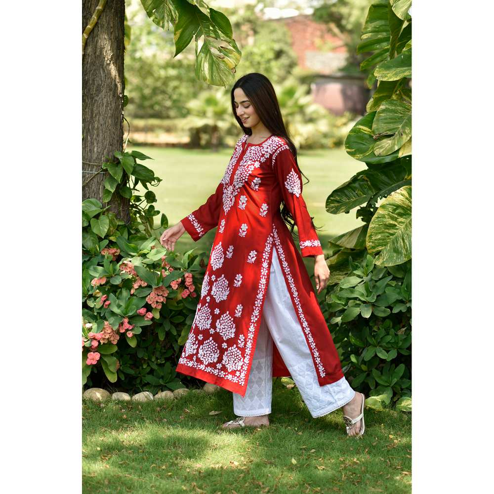 House of Chikankari Anisa Chikankari Modal Straight Kurta - Image 3