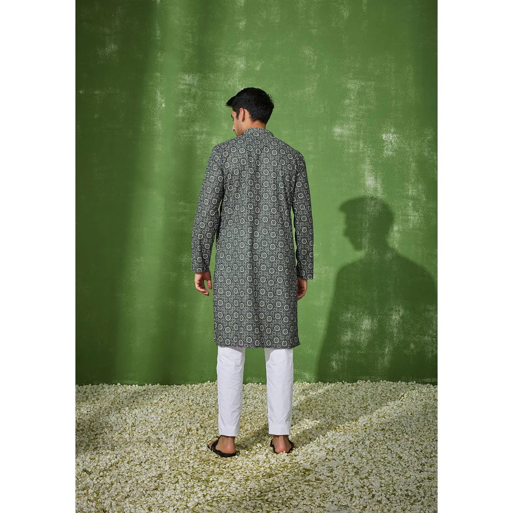House of Chikankari Aswad Cotton Straight Men Kurta - Image 2