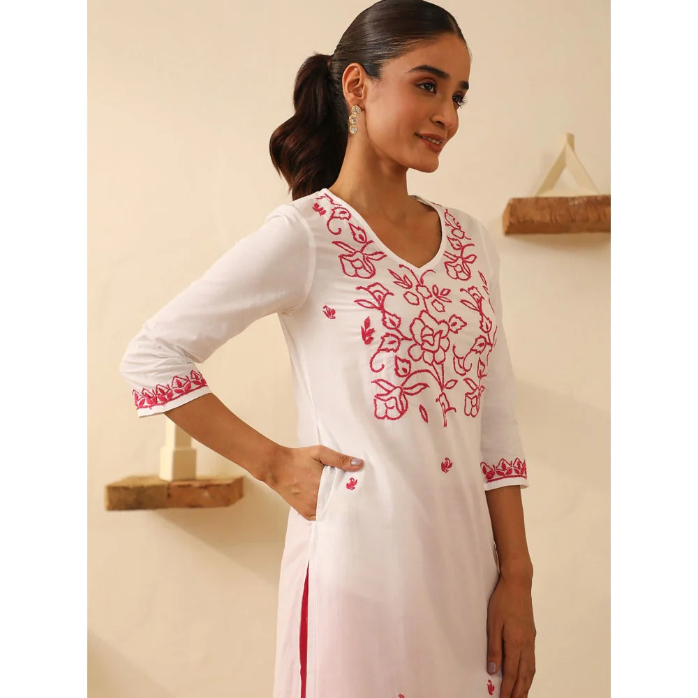 House of Chikankari Cotton Chikankari Embroidered Kurta - Image 6
