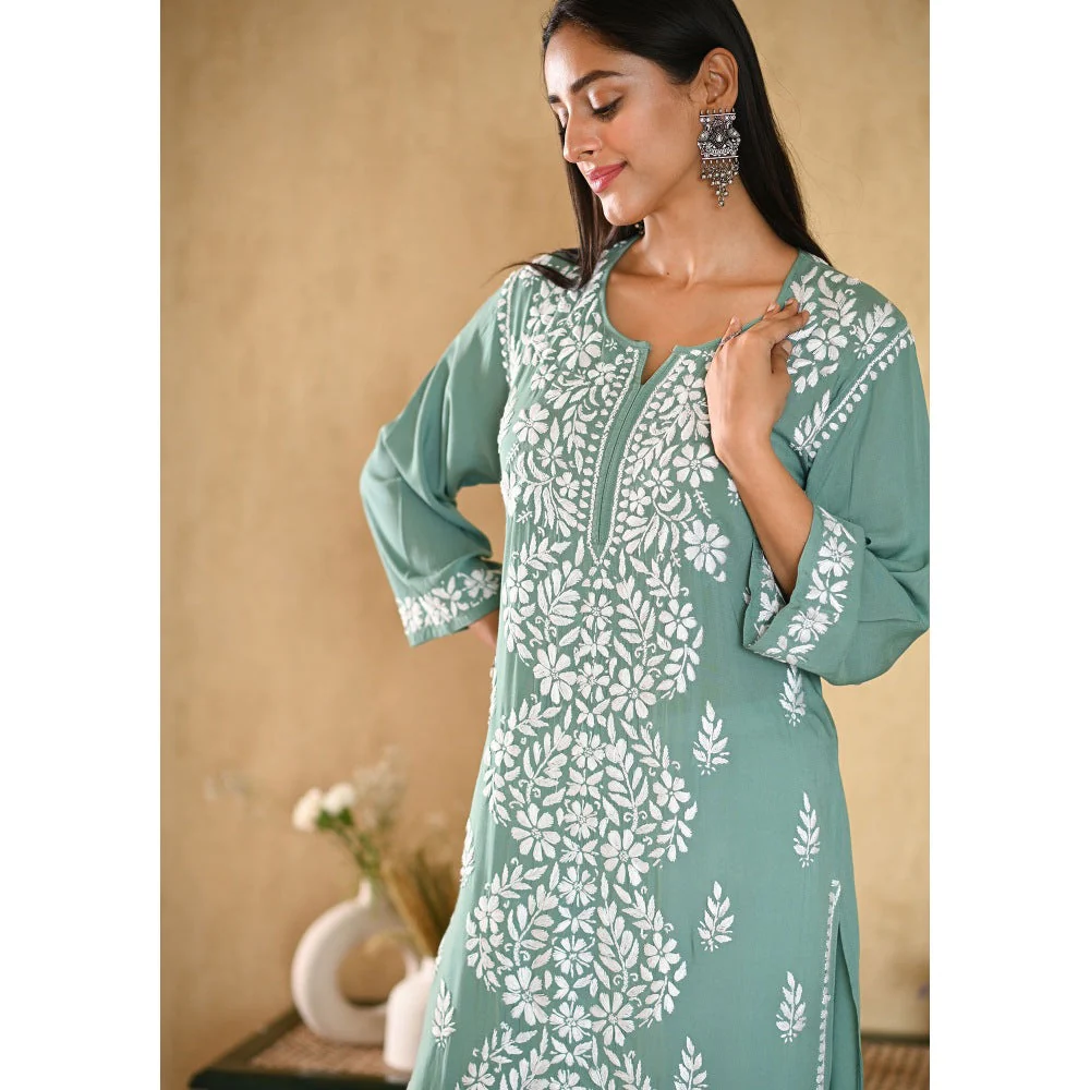House of Chikankari Inaya Chikankari Modal Straight Kurta - Image 2