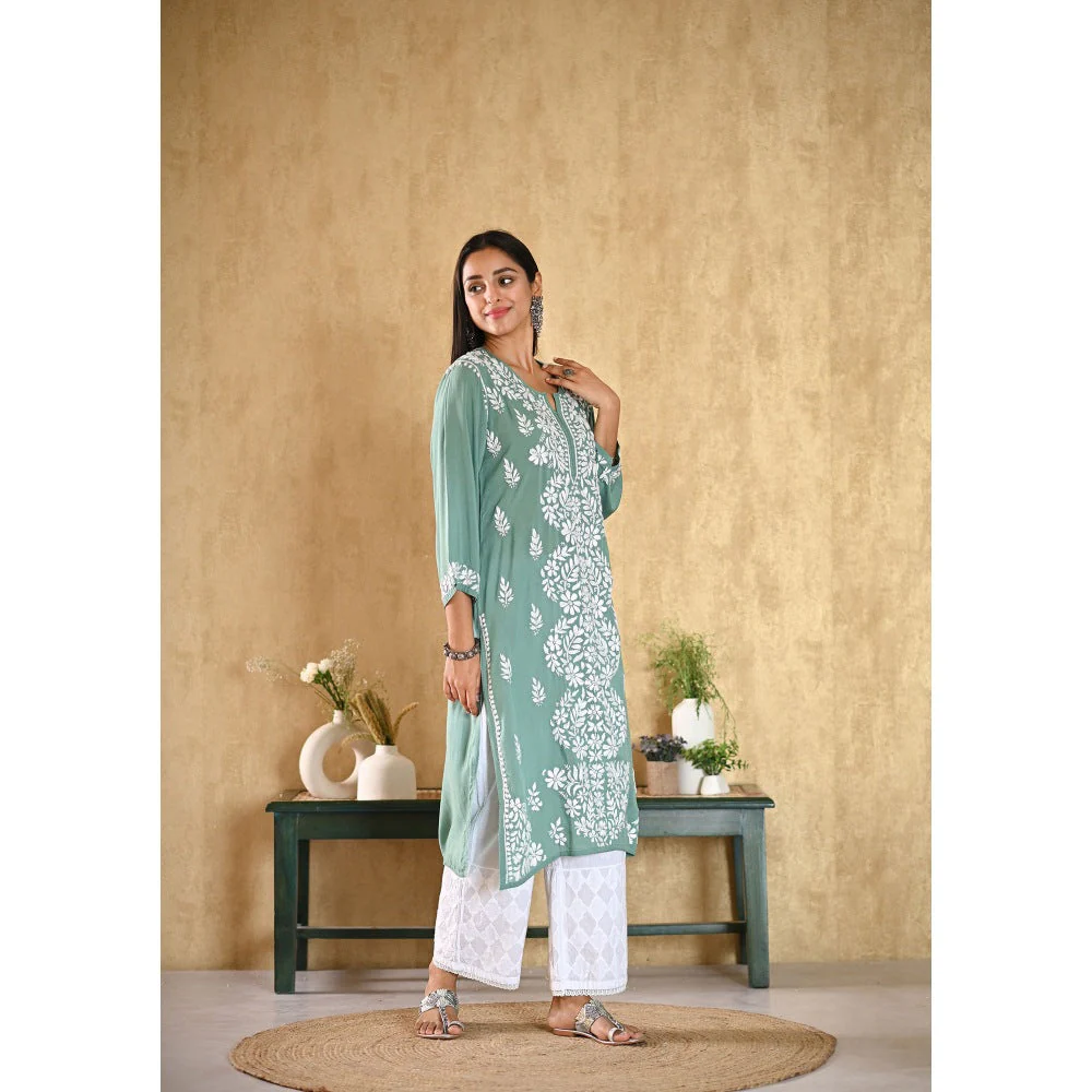 House of Chikankari Inaya Chikankari Modal Straight Kurta - Image 4