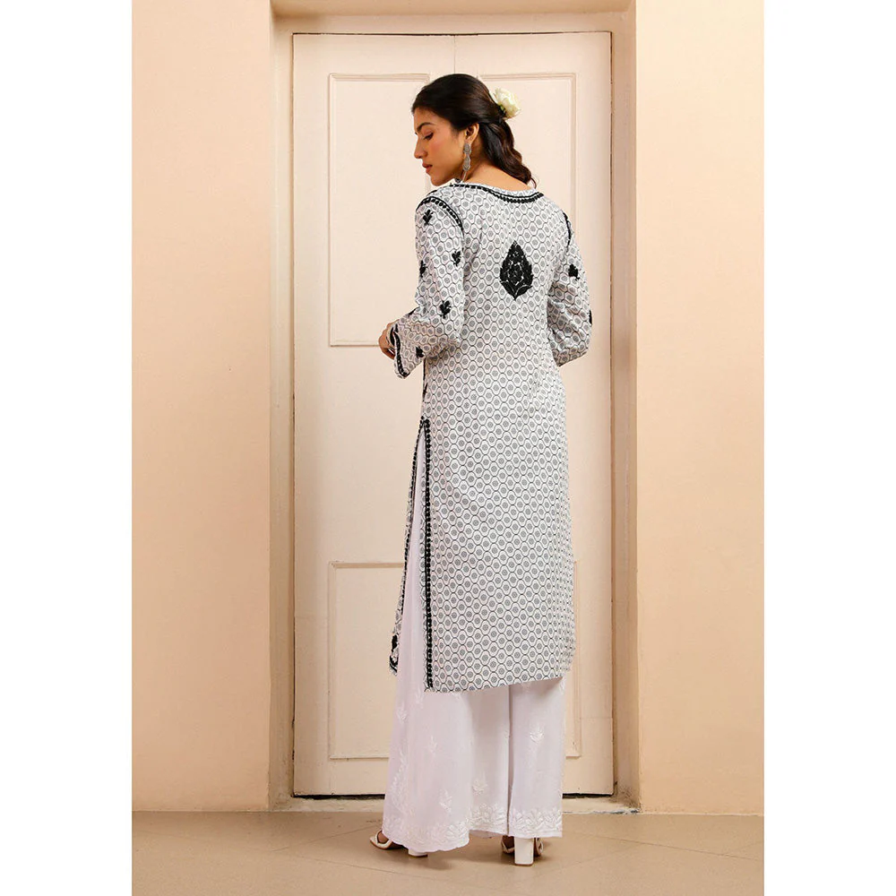 House of Chikankari Mulmul Chikankari Printed Women Kurta White - Image 3