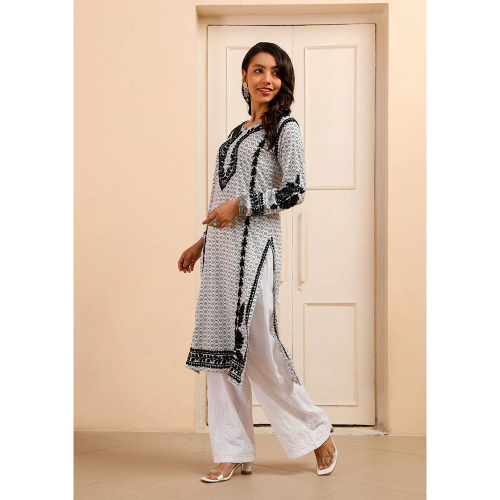 House of Chikankari Mulmul Chikankari Printed Women Kurta White - Image 2