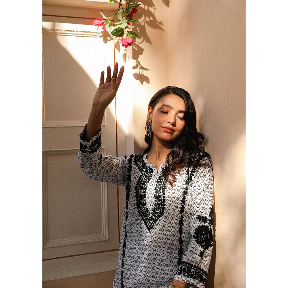 House of Chikankari Mulmul Chikankari Printed Women Kurta White - Image 5