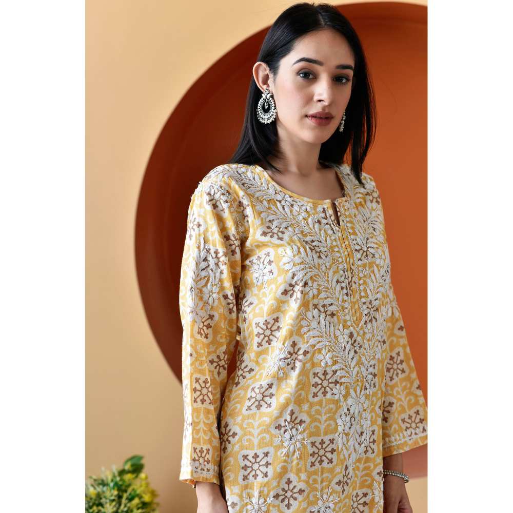 House of Chikankari Rihana Chikankari Rayon Straight Palazzo (Set of 2) - Image 4