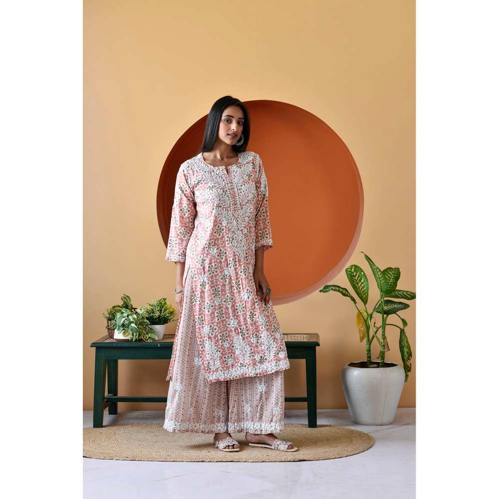 House of Chikankari Rihana Chikankari Rayon Straight Palazzo (Set of 2) - Image 5