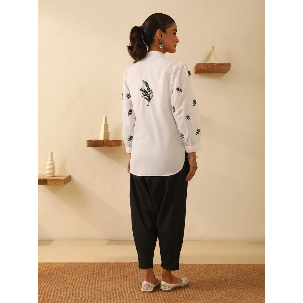 House of Chikankari White Chikankari Cotton Embroidered Shirt - Image 2