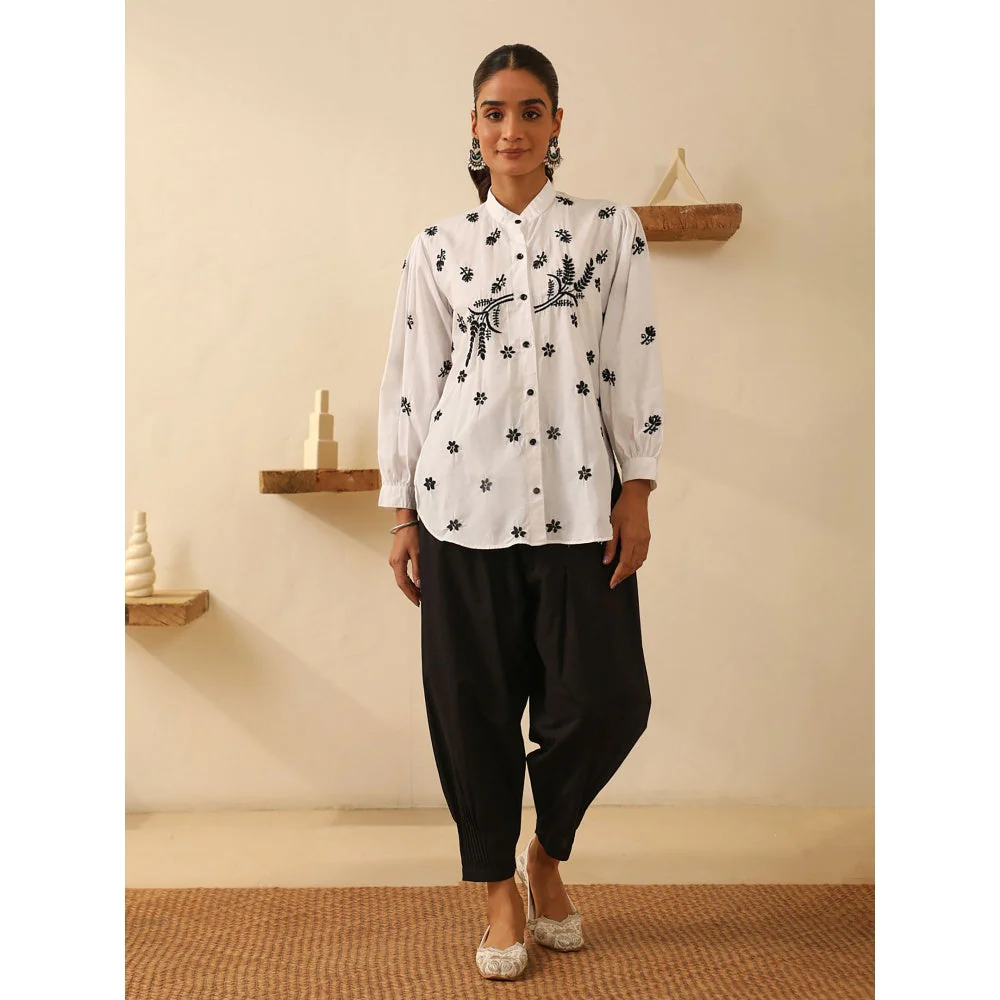 House of Chikankari White Chikankari Cotton Embroidered Shirt - Image 4