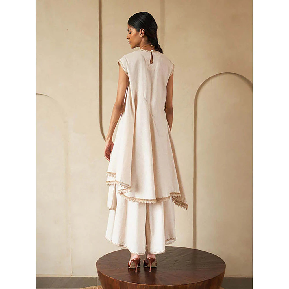 House of Fett Alila Layered Beige Top with Pant Co-Ord - Image 3