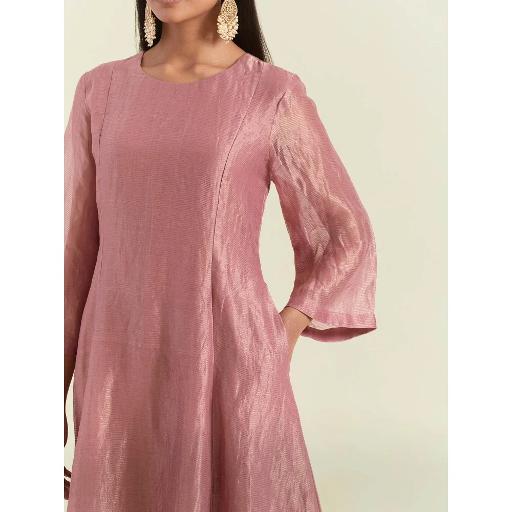 Ikshita Choudhary Dusty Rose Gold Kurta with Pant and Dupatta (Set of 3) - Image 7