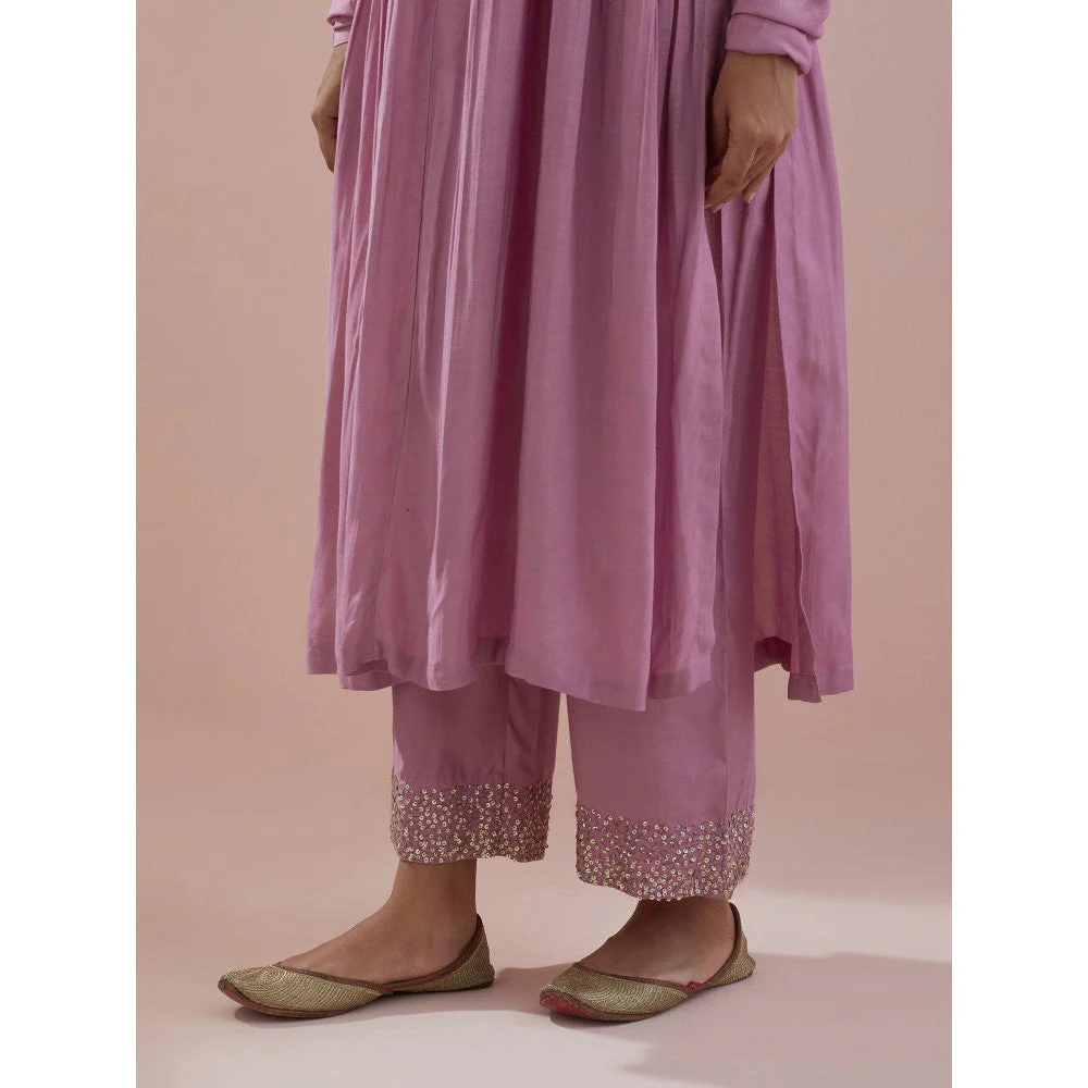 Ikshita Choudhary Lavender Embellished Anarkali Kurta with Pant (Set of 2) - Image 4