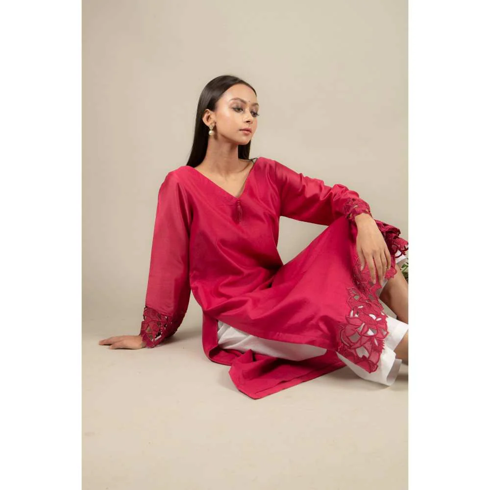 Ikshita Choudhary Magenta Kurta (Set of 2) - Image 4