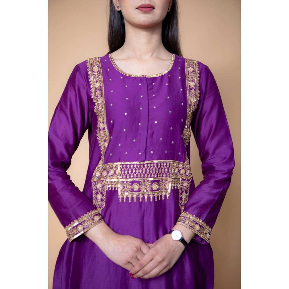 Ikshita Choudhary Purple Kurta (Set of 3) - Image 3