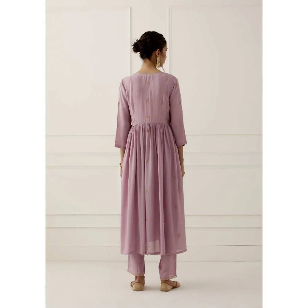 Ikshita Choudhary Purple Lilac Embroidered Modal Cotton Pants - Image 3