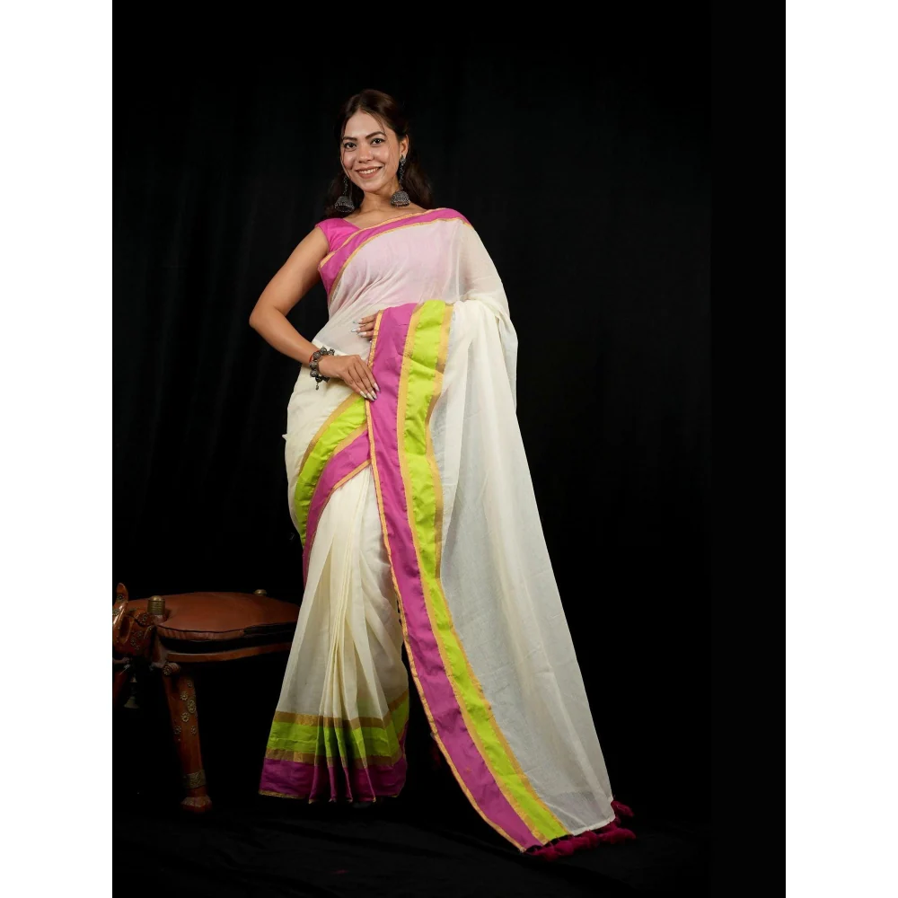 Isadora Life Multi-Color Stripes Pre-draped Saree With Unstitched Blouse - Image 4