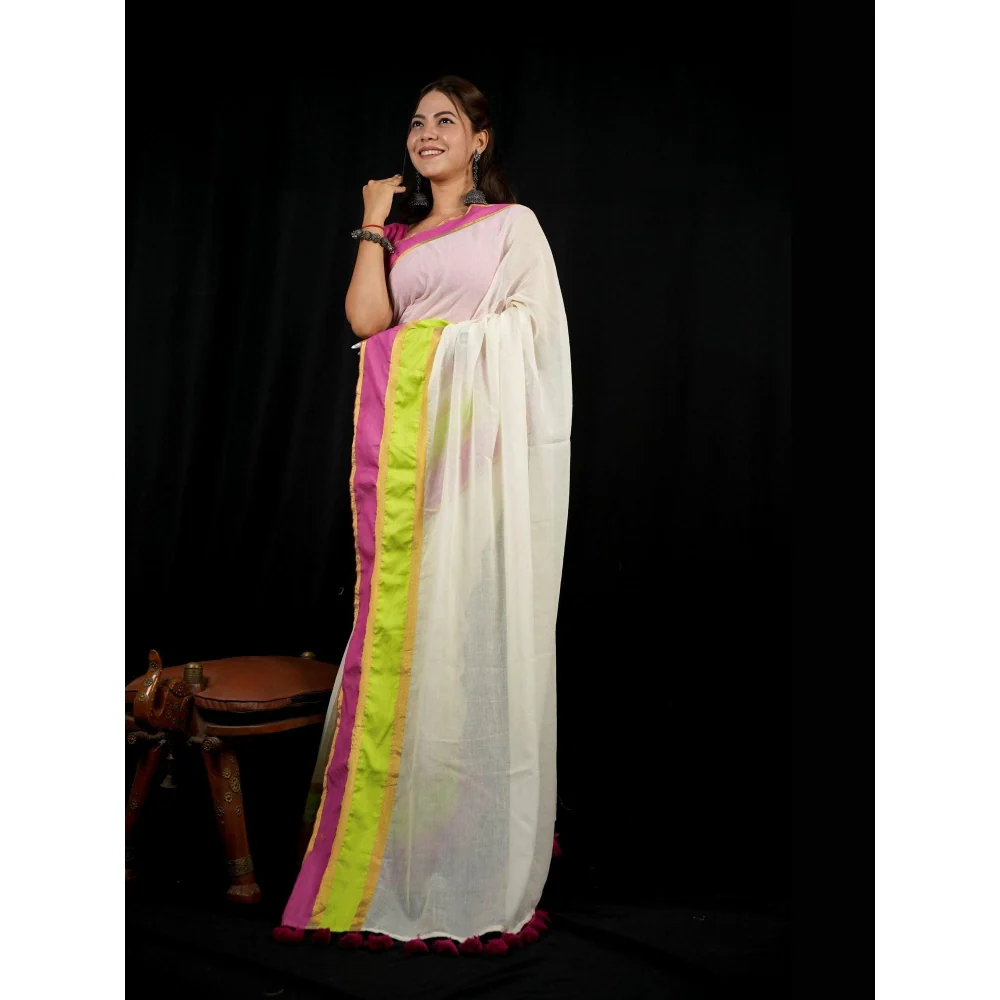 Isadora Life Multi-Color Stripes Pre-draped Saree With Unstitched Blouse - Image 7