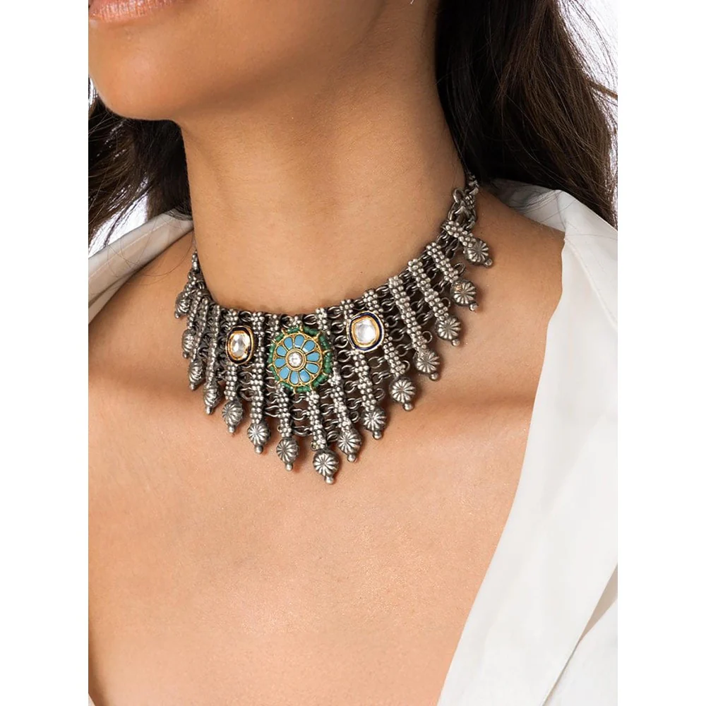 Joules By Radhika Traditional Ornate Choker Necklace - Image 2