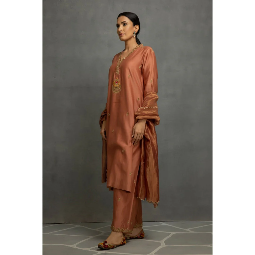 Kahani Lush Light Brown Kurta & Pant with Dupatta (Set of 3) - Image 2