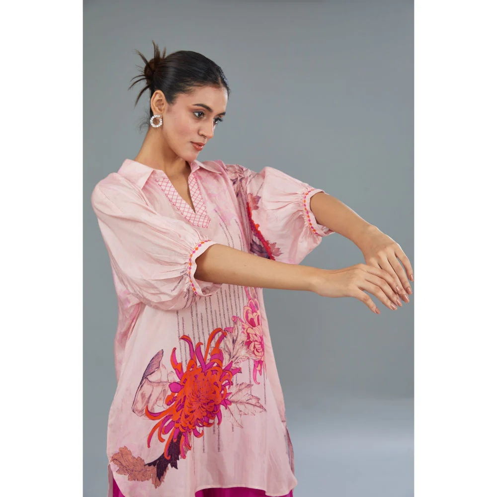 Kahani Lush Pink Floral Co-Ord (Set of 2) - Image 4
