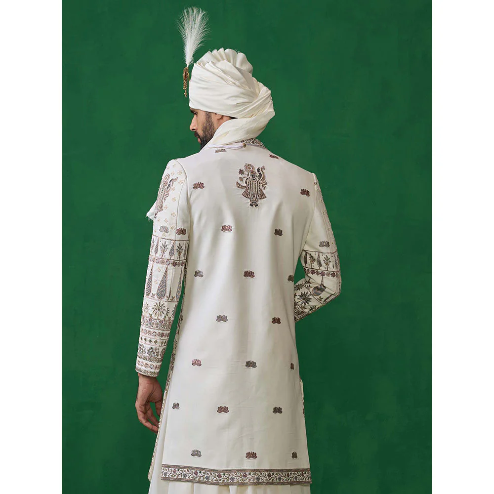 KALPRAAG Off White Georgette Sherwani Set - Image 2