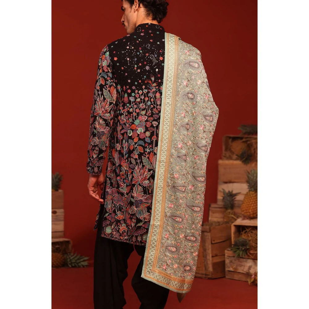 KALPRAAG Shashwat Black Kurta with Patiala Pant and Dupatta - Image 2