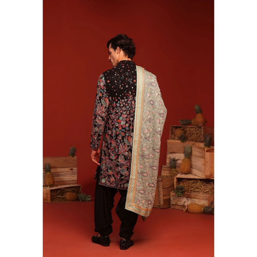 KALPRAAG Shashwat Black Kurta with Patiala Pant and Dupatta - Image 6