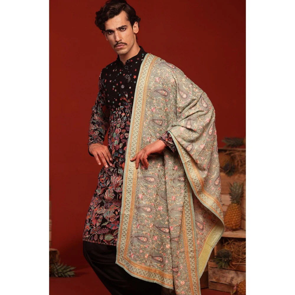 KALPRAAG Shashwat Black Kurta with Patiala Pant and Dupatta - Image 7