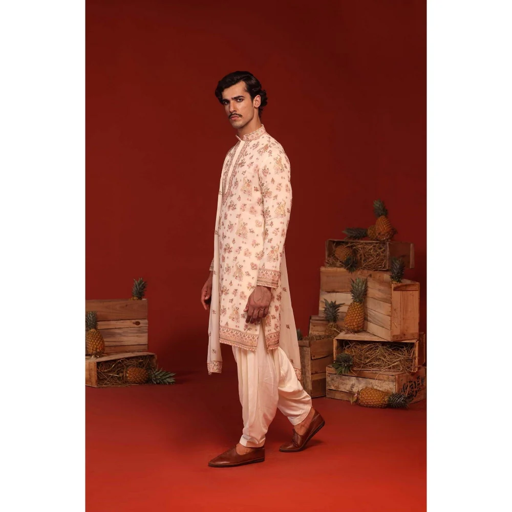 KALPRAAG Vatsal Ivory Kurta with Patiala Pant and Dupatta - Image 6
