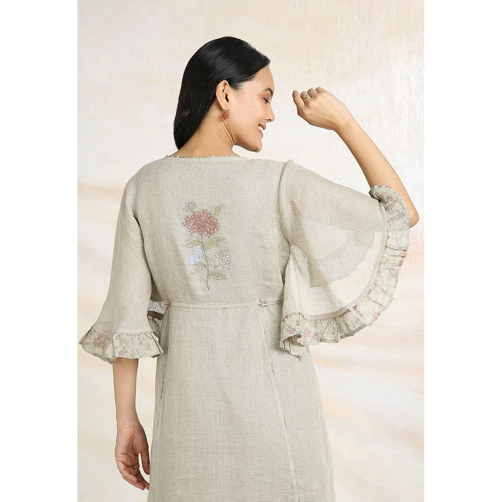 Kaveri Beige Natural Bed Of Roses Dress - Image 6