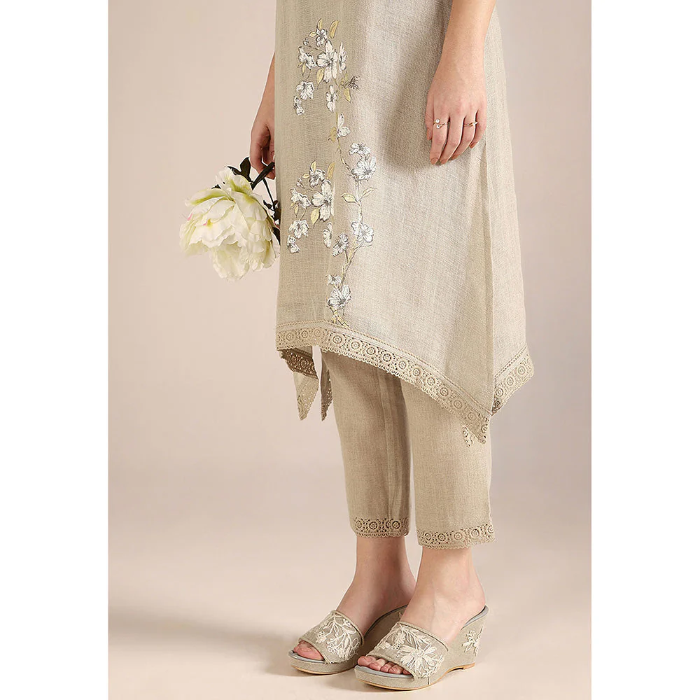 Kaveri Beige Natural Camelia Fly Free Co-Ord (Set of 2) - Image 4