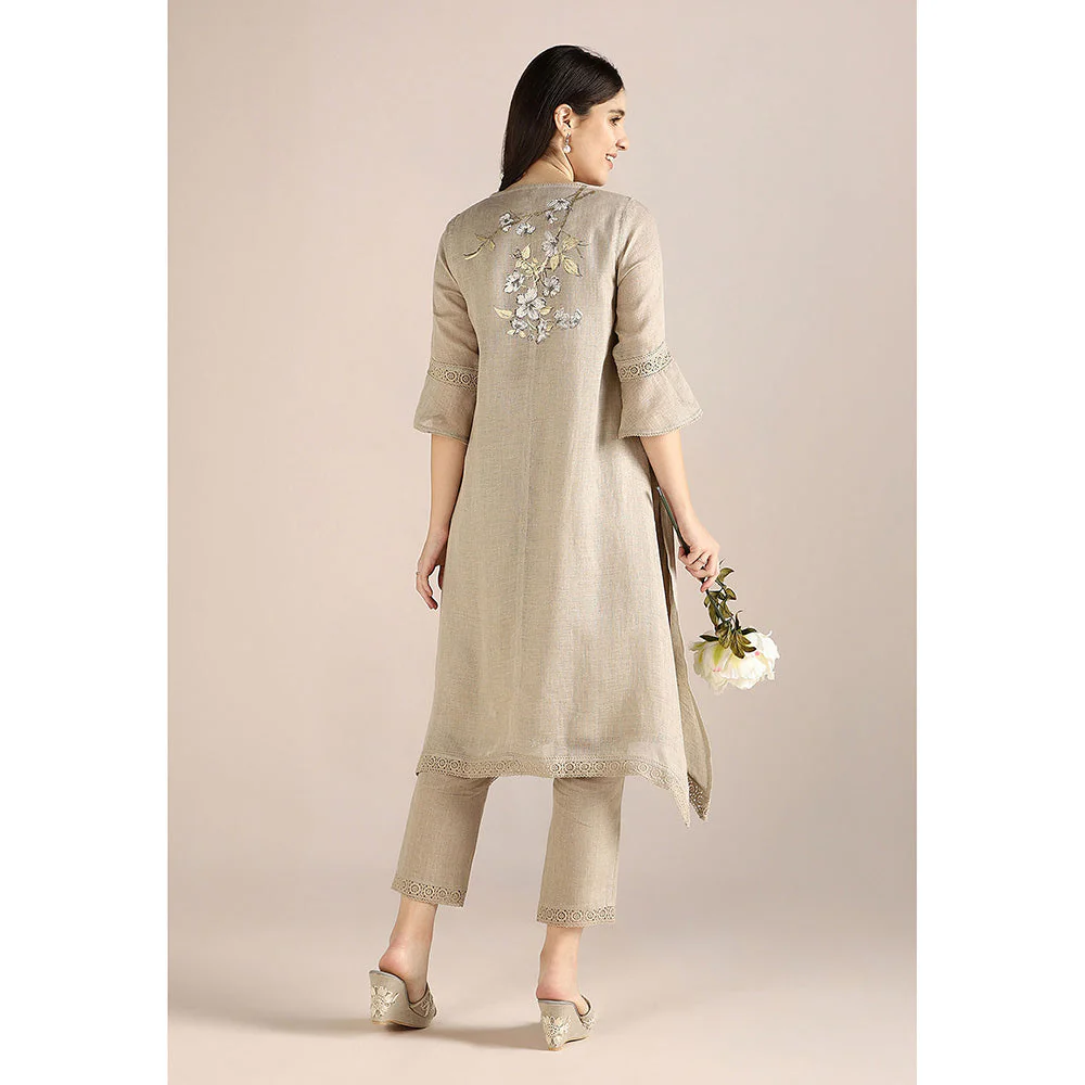 Kaveri Beige Natural Camelia Fly Free Co-Ord (Set of 2) - Image 7