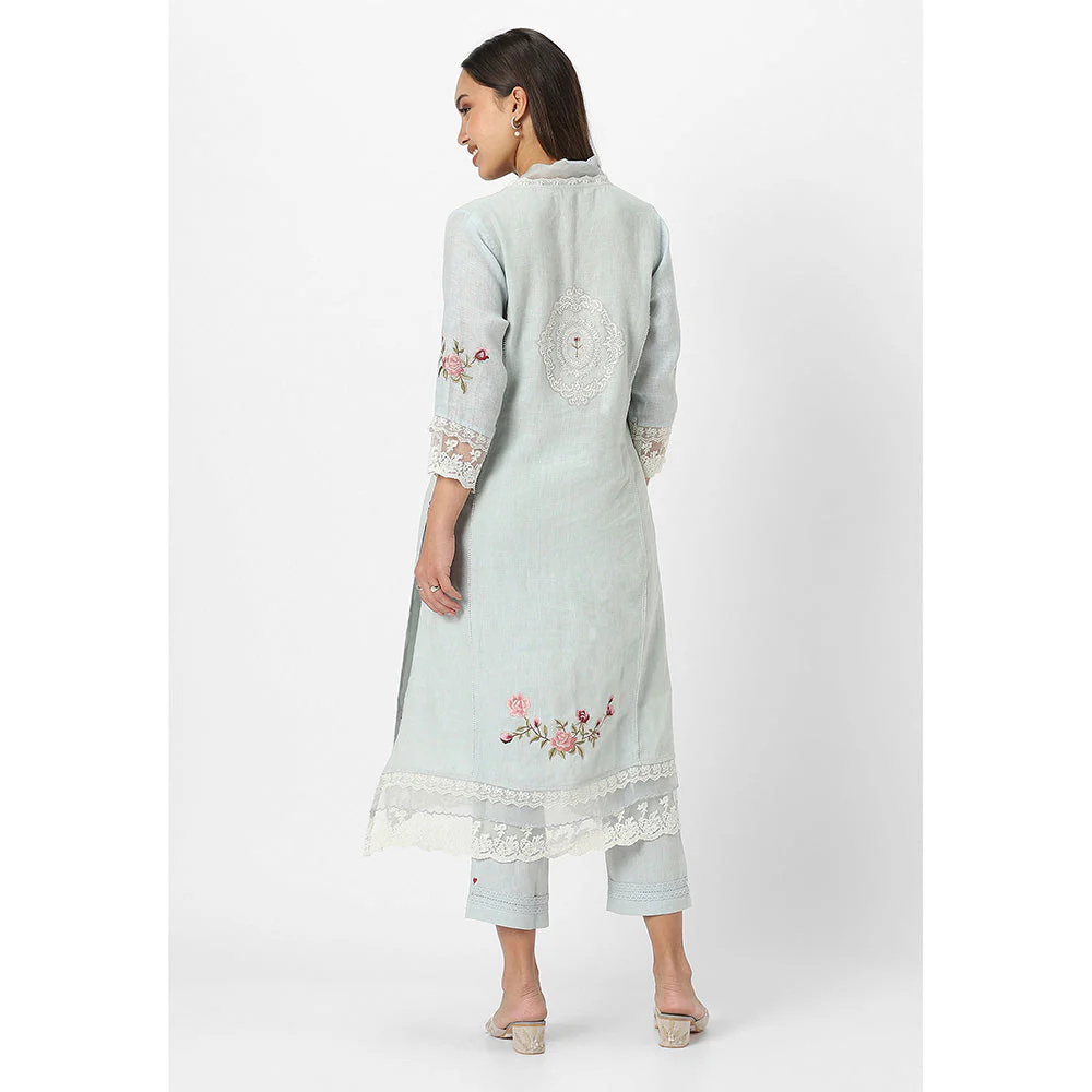 Kaveri Blue Kurta with Pant and Dupatta (Set of 3) - Image 4