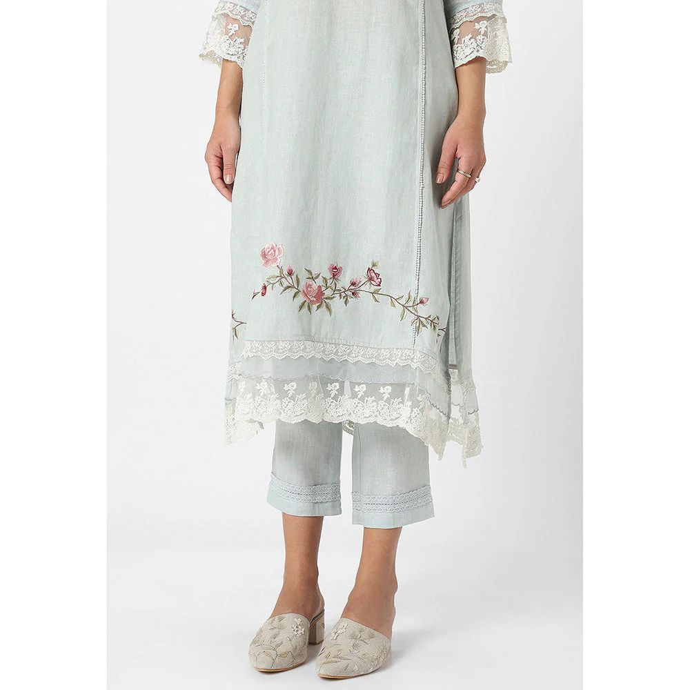 Kaveri Blue Kurta with Pant and Dupatta (Set of 3) - Image 6