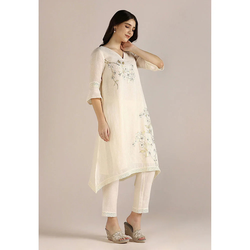 Kaveri Off-white Camelia Fly Free Co-Ord (Set of 2) - Image 4