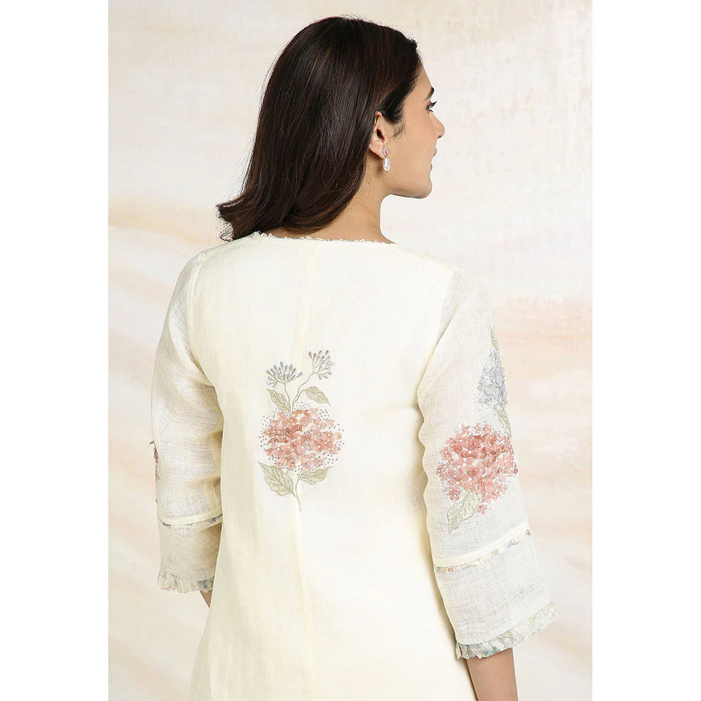 Kaveri Off White Fly Free Kurta with Pant and Dupatta (Set of 3) - Image 7